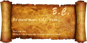 Braverman Círus névjegykártya